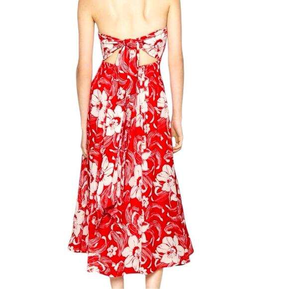 NWT Faithfull the Brand Maivi Floral Print Strapless Midi Dress Size 4 - Picture 3 of 9
